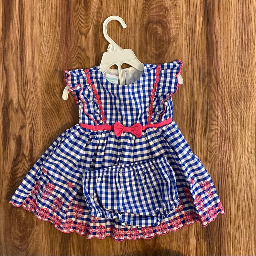 Nannette Baby blue & white plaid dress with pink